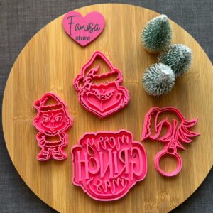 Pack de 4 Cortadores de Galletas – El Grinch (8 cm aprox.)